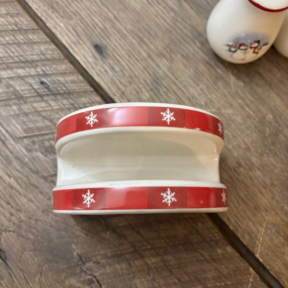 Royal Seasons 4 Piece Set Snowmen Snowflakes Salt Pepper Pitcher Napkin‎ Holder - Picture 3 of 9